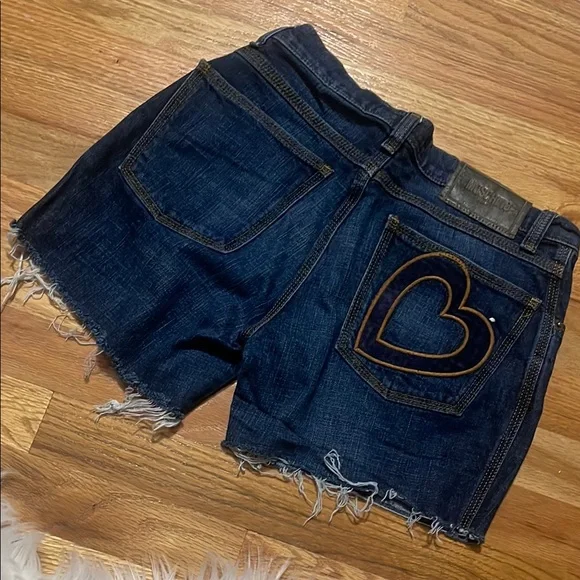 Moschino Dark Blue Denim Shorts with Heart Detail on pocket - Picture 4 of 8